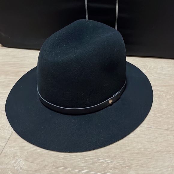RAG AND BONE Floppy Brim Felted Wool Fedora, BLACK NEW MEDIUM - Picture 3 of 9